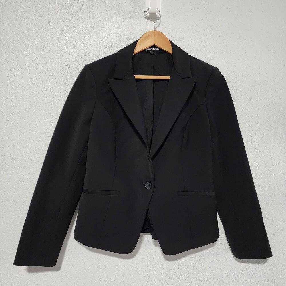 Express Black Single Button Blazer Jacket Medium Professional Office Business